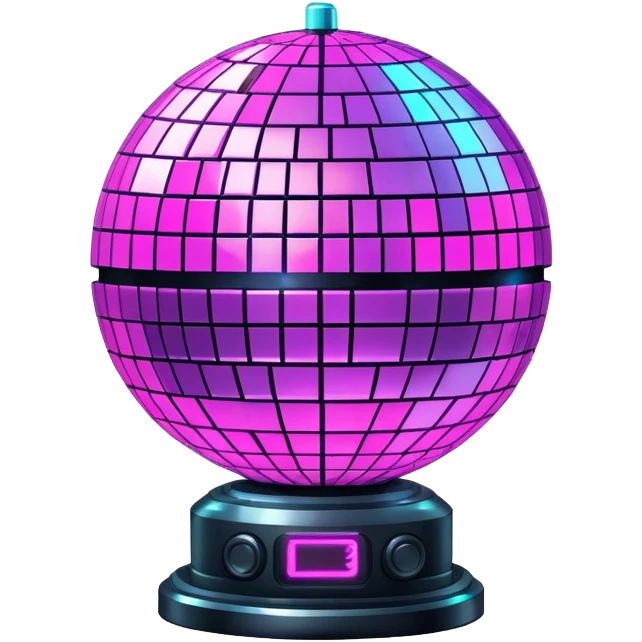 Neon cyberpunk style disco ball emoji