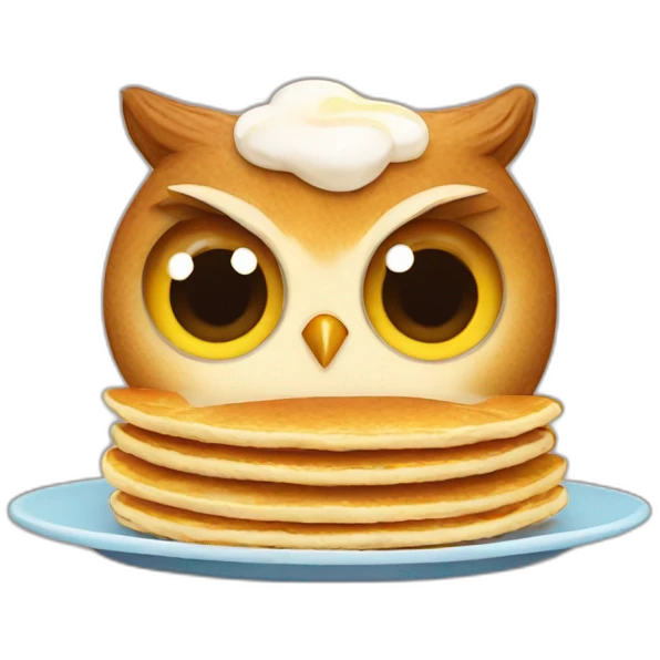 Owl with pancakes emoji