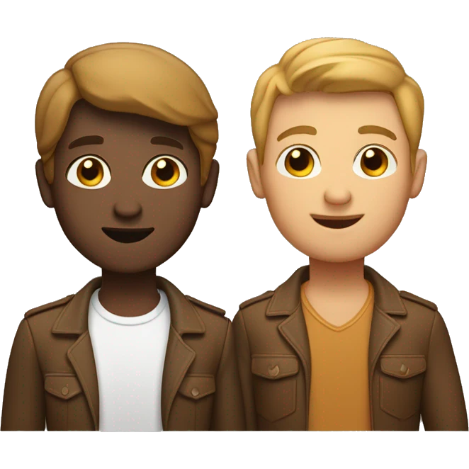 A gay couple one younger one older. The younger one has a caramel turkish skintone. The other is a little whiter italian. emoji