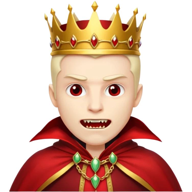 Vampire King, Pale king with red cloak and fangs, golden crown.
 emoji