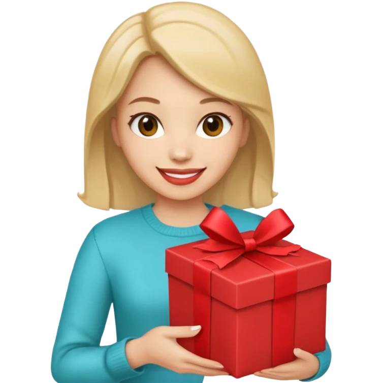 woman courier holding gift box emoji