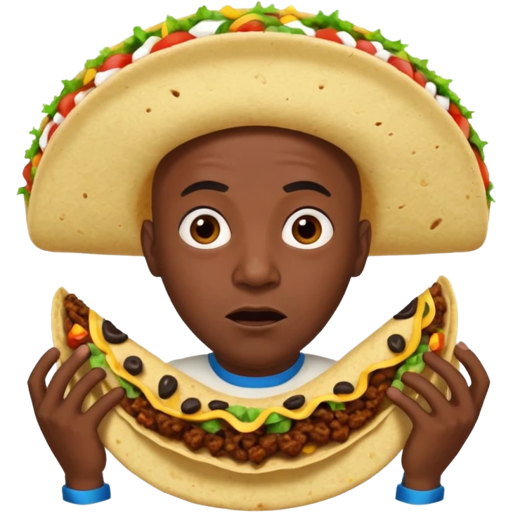 Bald black man looking surprised in a taco emoji