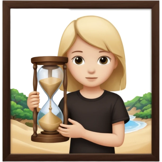 child holding hourglass in a  frame emoji