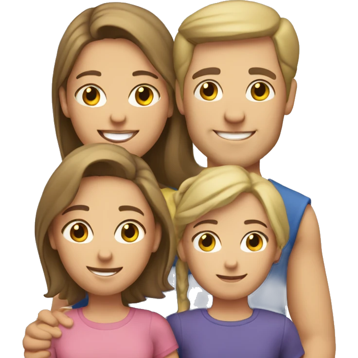 caucasian family with two daughters and a son emoji