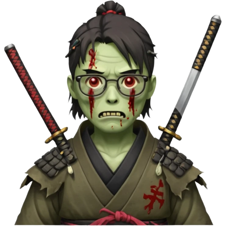 zombie samurai with glasses emoji