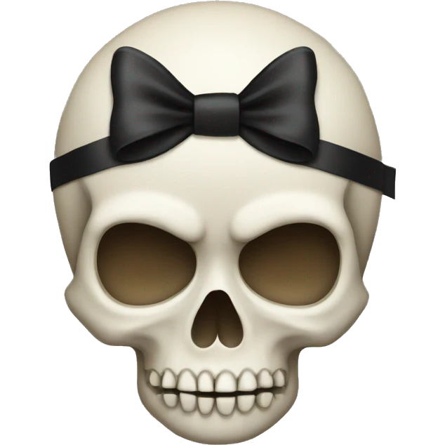 skull emoji with black bow emoji