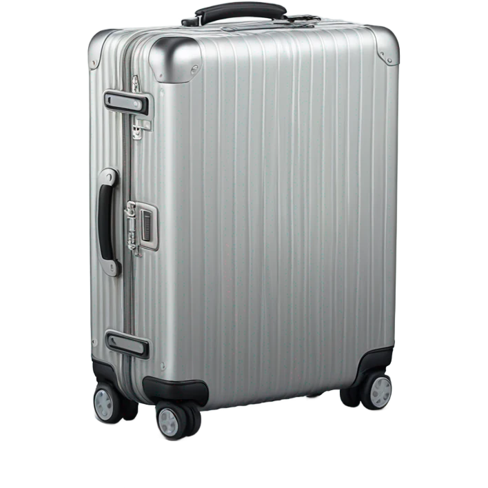 Rimowa silver suitcase with stickers emoji