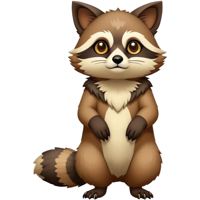 Modern Realistic Rare Fantasy Feline-Vernid-Tanuki-Trico-species by LiLaiRa full body emoji