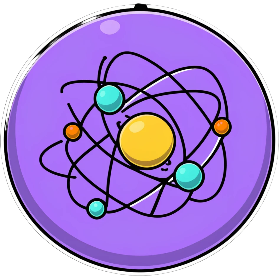 Atom with nucleus in center and orbiting electrons in shell layers showing valence electrons emoji