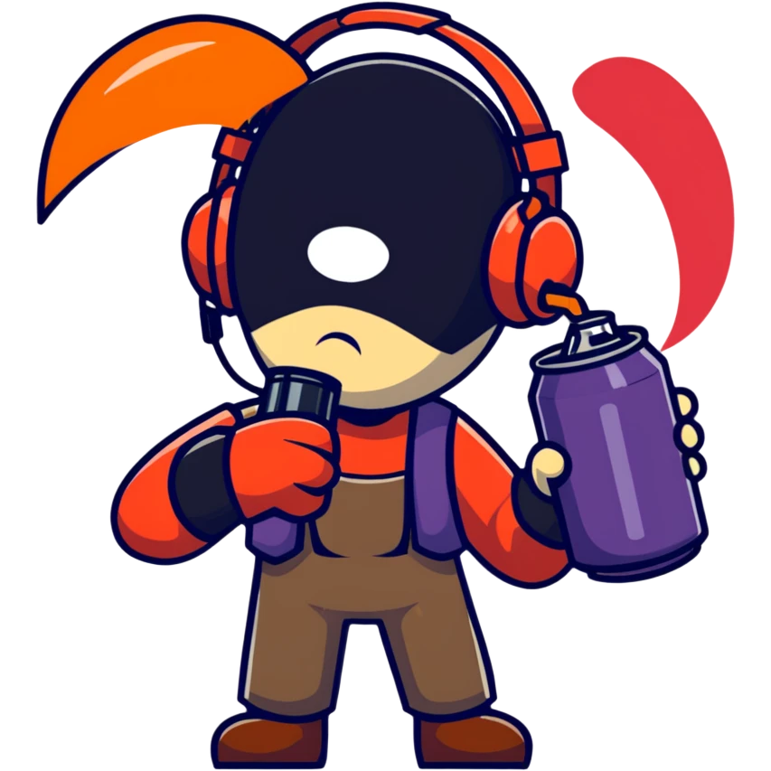 Team Fortress 2 Scout holding BONK! Atomic Punch can, accurate game appearance, canonical uniform and headset emoji