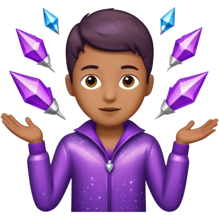 boy supervisor wearing glitter purple glittery clothes emoji