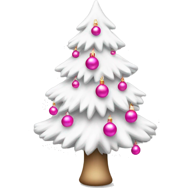 white christmas tree with pink ornaments and pink bow emoji
