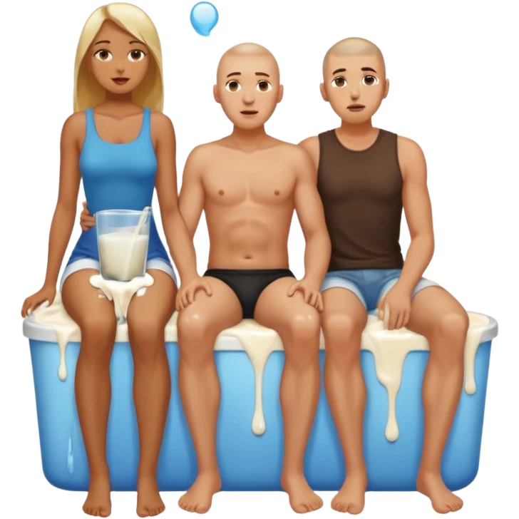 mans head up between woman’s legs with milk dripping down her legs sfw emoji