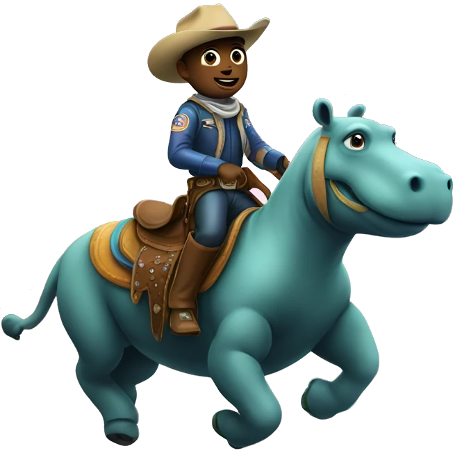 Cowboy riding a hippo in space emoji