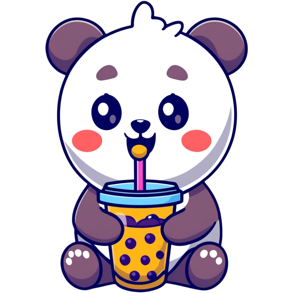 cute panda eating bubble tea emoji