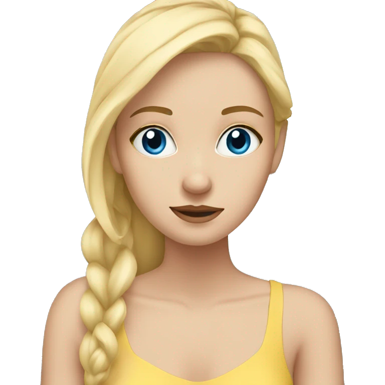Girl with blonde hair and blue eyes looks to window emoji