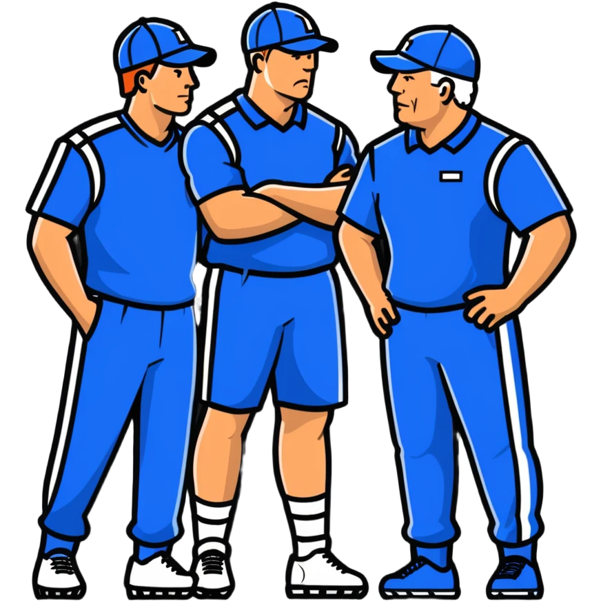 2 football coaches talking wearing caps and athletic clothing emoji