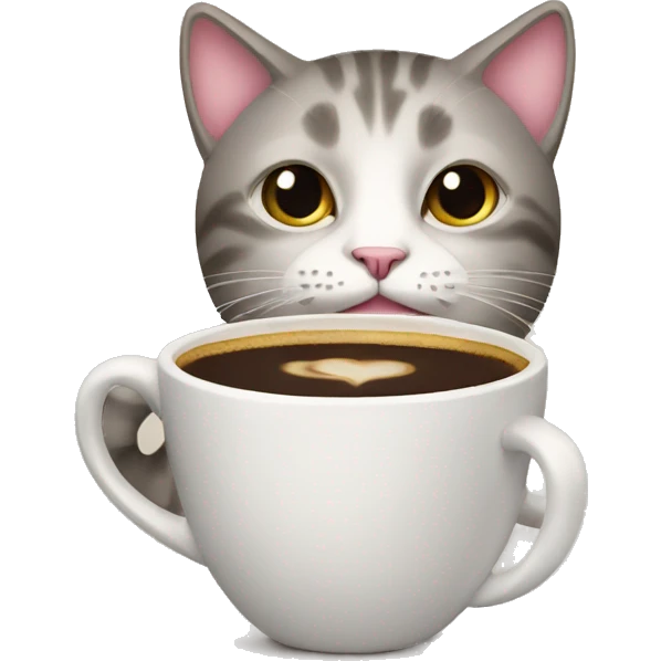 A cat with a cup of coffee emoji