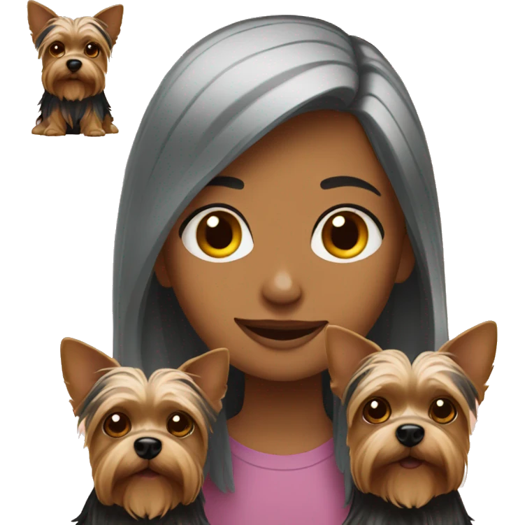 girl with two yorkshire terrier emoji