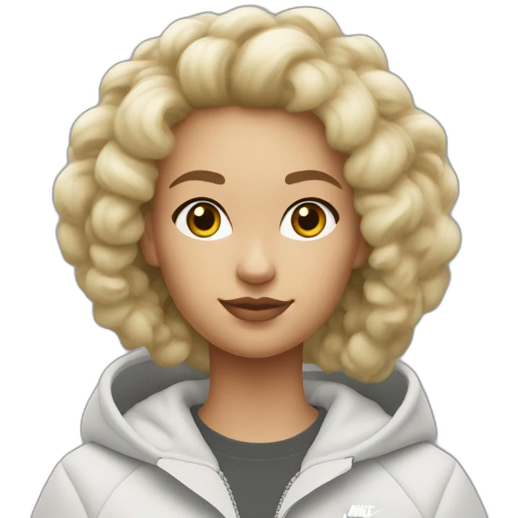 fille blonde au cheveux bouclés avec un Nike tech fleece  emoji