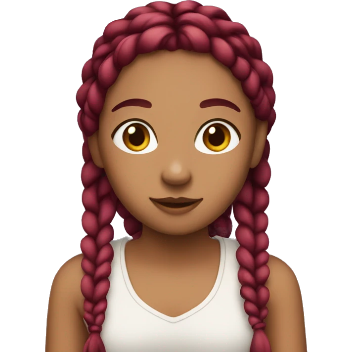 Girl with burgundy braids emoji
