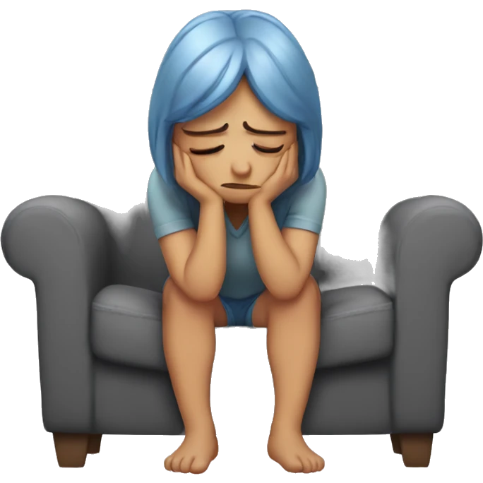 sad cozy girl crying on the couch  emoji