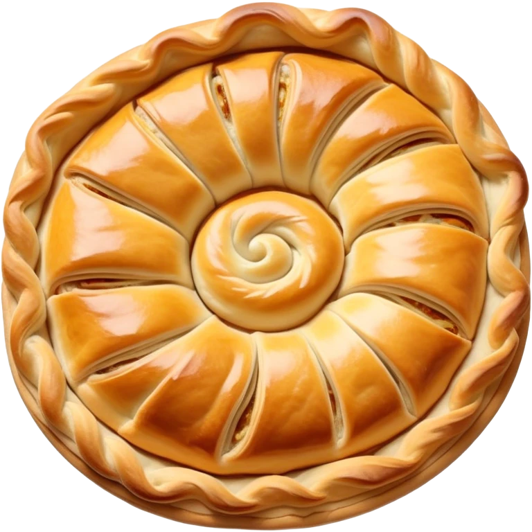 cinematic-realistic-burek-sa-sirom-dish-emoji,-showcasing-a-flaky-pastry-filled-with-cheese-rendered-with-crisp-textures-and-appetizing,-warm-lighting. round spiral\ emoji