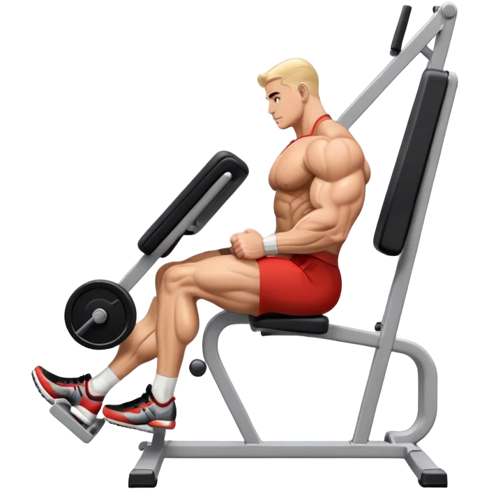 side-view bodybuilder seated weighted calf-raise machine lower leg exercise emoji