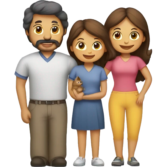 Familia de hombre, mujer y un gato emoji
