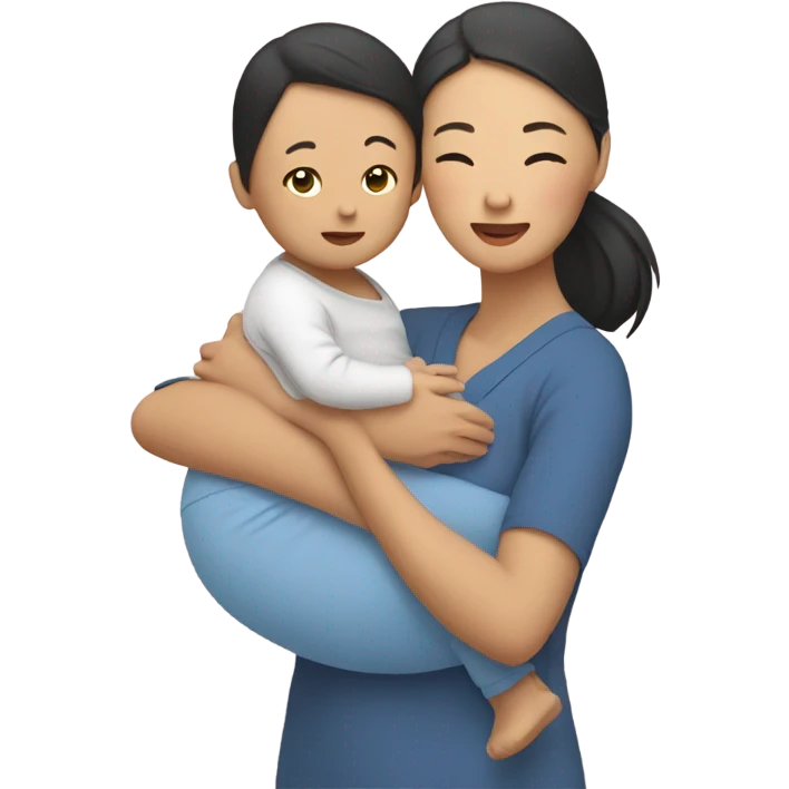 Asian mom holding Asian baby emoji