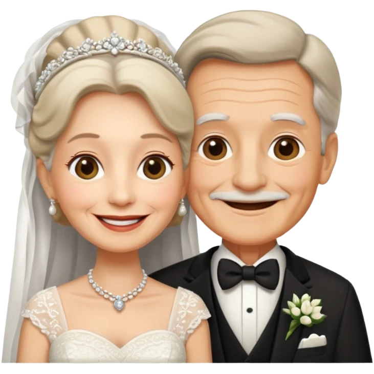 old couple in wedding day emoji