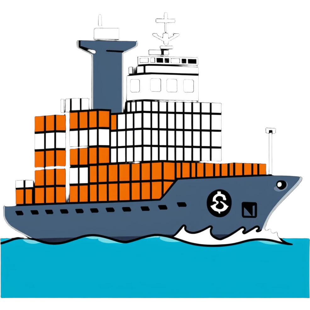 Cargo container ship in ocean emoji