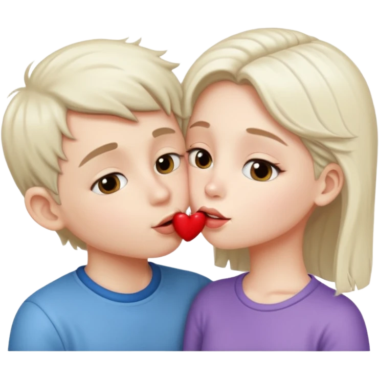A Cute white skin  boy kissing a white skin girl  emoji
