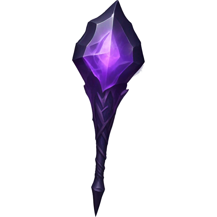 The spear is black with purple accents, a jagged, crystalline head with veins, and a spiraling shaft. Ethereal purple energy surrounds the tip, giving it a powerful, cursed presence. emoji
