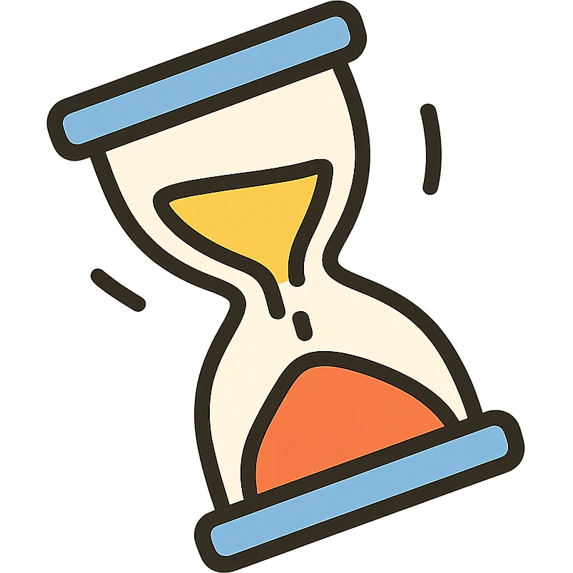 hourglass in motion, aesthetic and minimal, turning over, clean vector icon, soft tones emoji