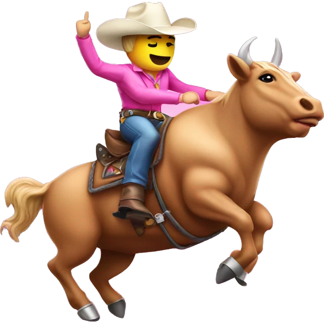 pink cowboy riding mechanical bull emoji