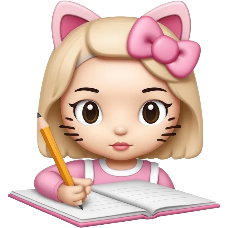 Hello kitty doing homework emoji