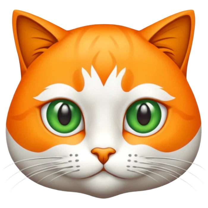 Gato naranja acostado ojos verdes y pecho naranja emoji