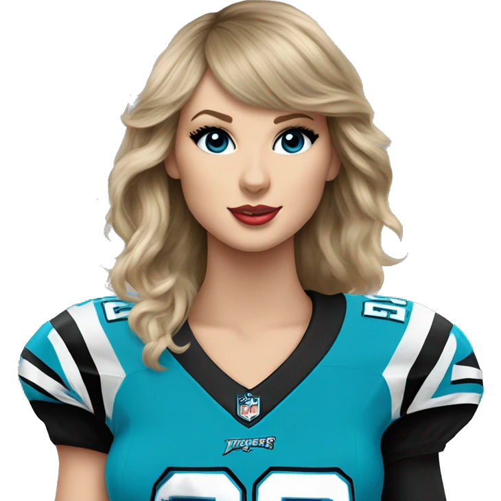 Taylor swift in Carolina panthers jersey emoji