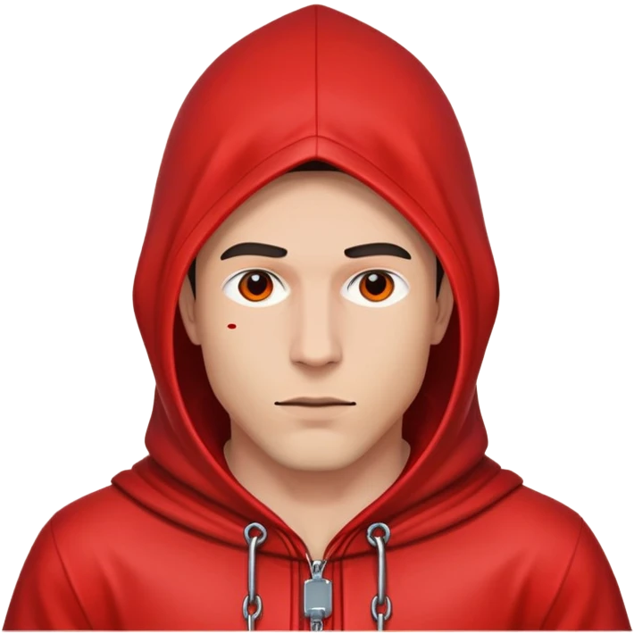 A man in a gay red bdsm hood emoji