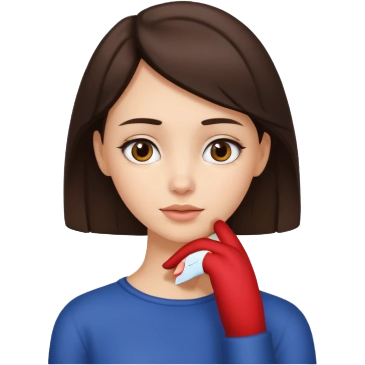 Brunette girl with hand on neck emoji