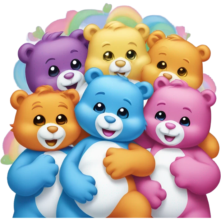 Care bear hug  and clouds for the background  emoji