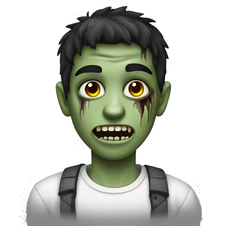 teen boy zombie with dark hair and white shirt emoji