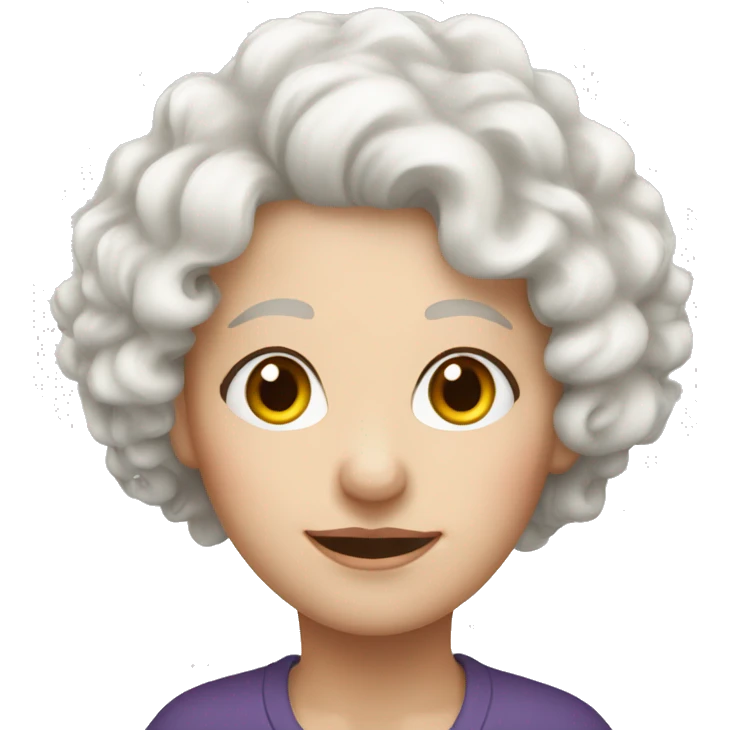 European, white curly hair, woman, elderly, nose ring. emoji