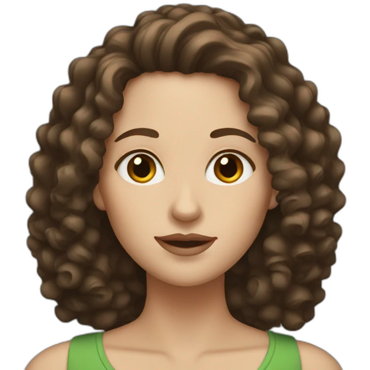 white woman with dark brown curly hair emoji