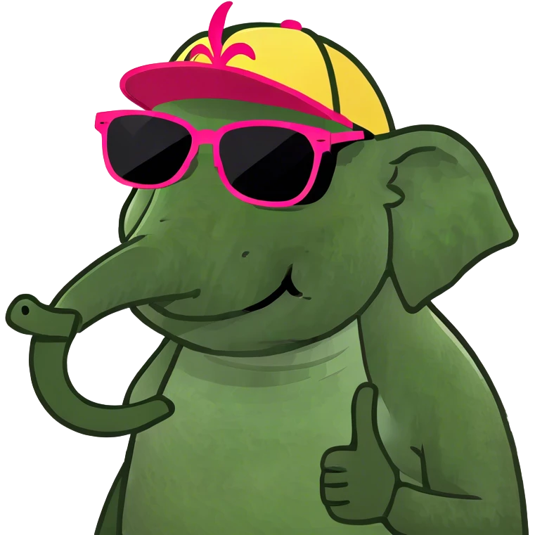 Elephant wearing flamingo ￼ emoji