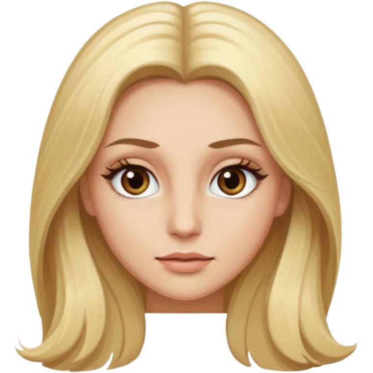 Blonde woman with long hair Light brown eyes, huge eyelashes and white skin emoji