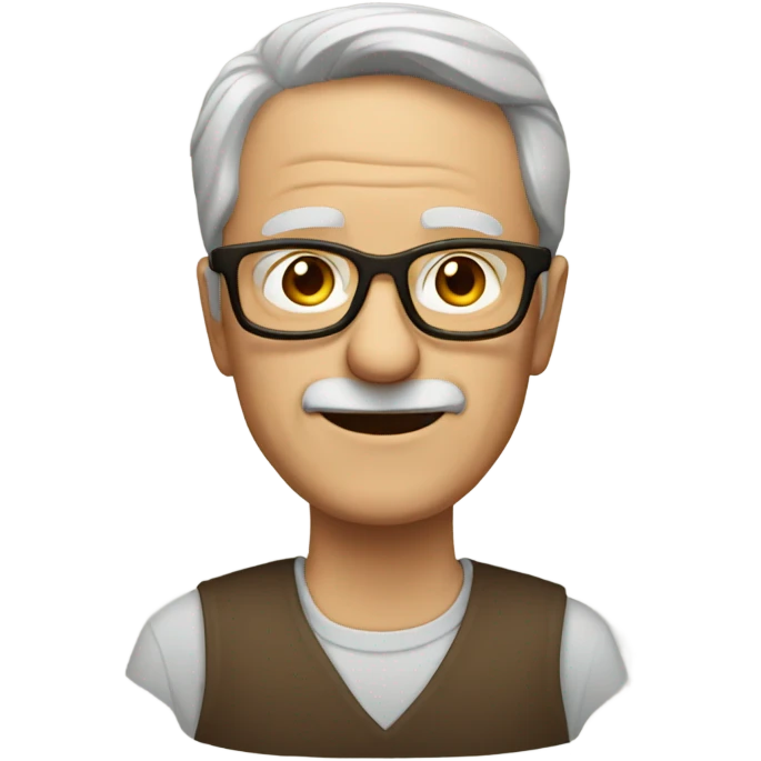 Older white man with brown hair and brown glasses  emoji