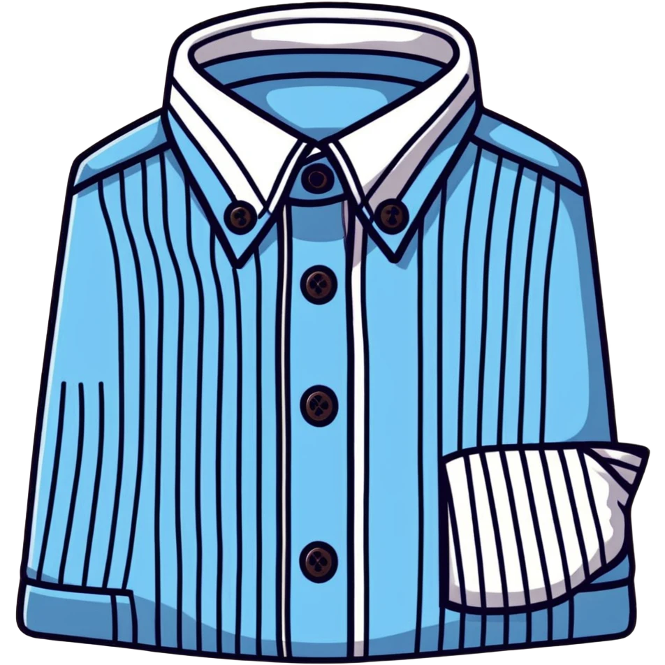 light blue and white vertically striped button down shirt, isolated emoji