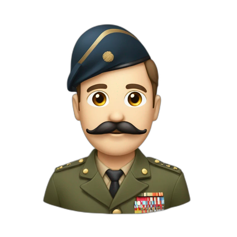 Personne avec une petite moustache carré habiller en tenus militaire emoji